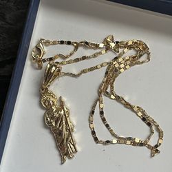St Jude Necklace Gold Plated with fígaro chain  - San Judas Tadeo Cadena Oro Laminado