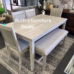 Elegant 6-Pc Light Gray Dining Set 