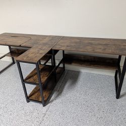 Two-Person Desk, With Storage Shelves 94.5"