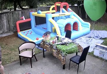 Kids outdoor bouncy castle.
