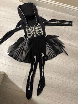 Kids Skeleton Halloween Costume with Tutu and a hat size 7/8
