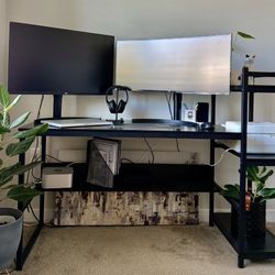 Computer Corner Desk with Storage Shelves