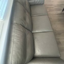 2 Beautiful Gray Natuzzi Leather Sofas 