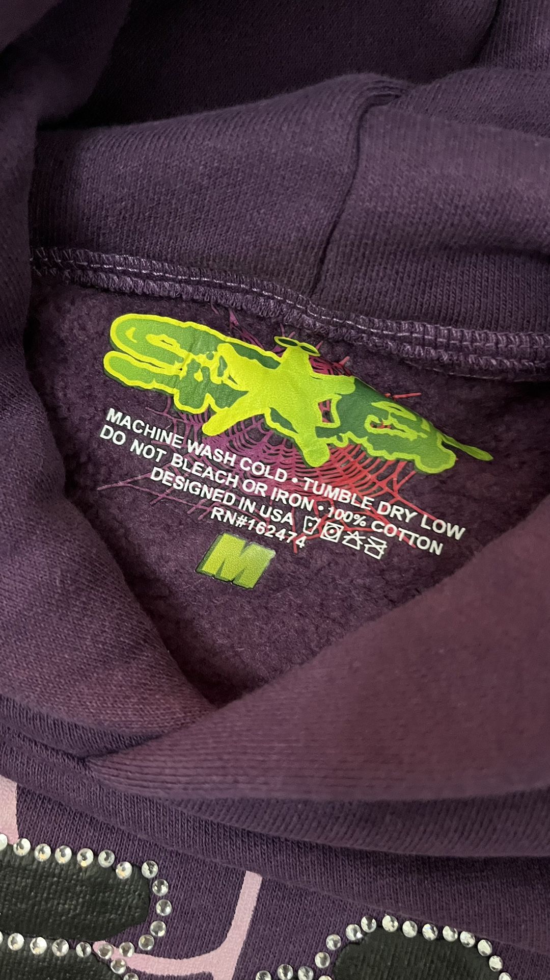 Sp5der grape web hoodie