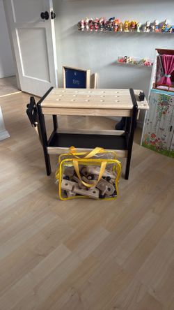 Crate and Barrel Wooden Toy Kids Workbench