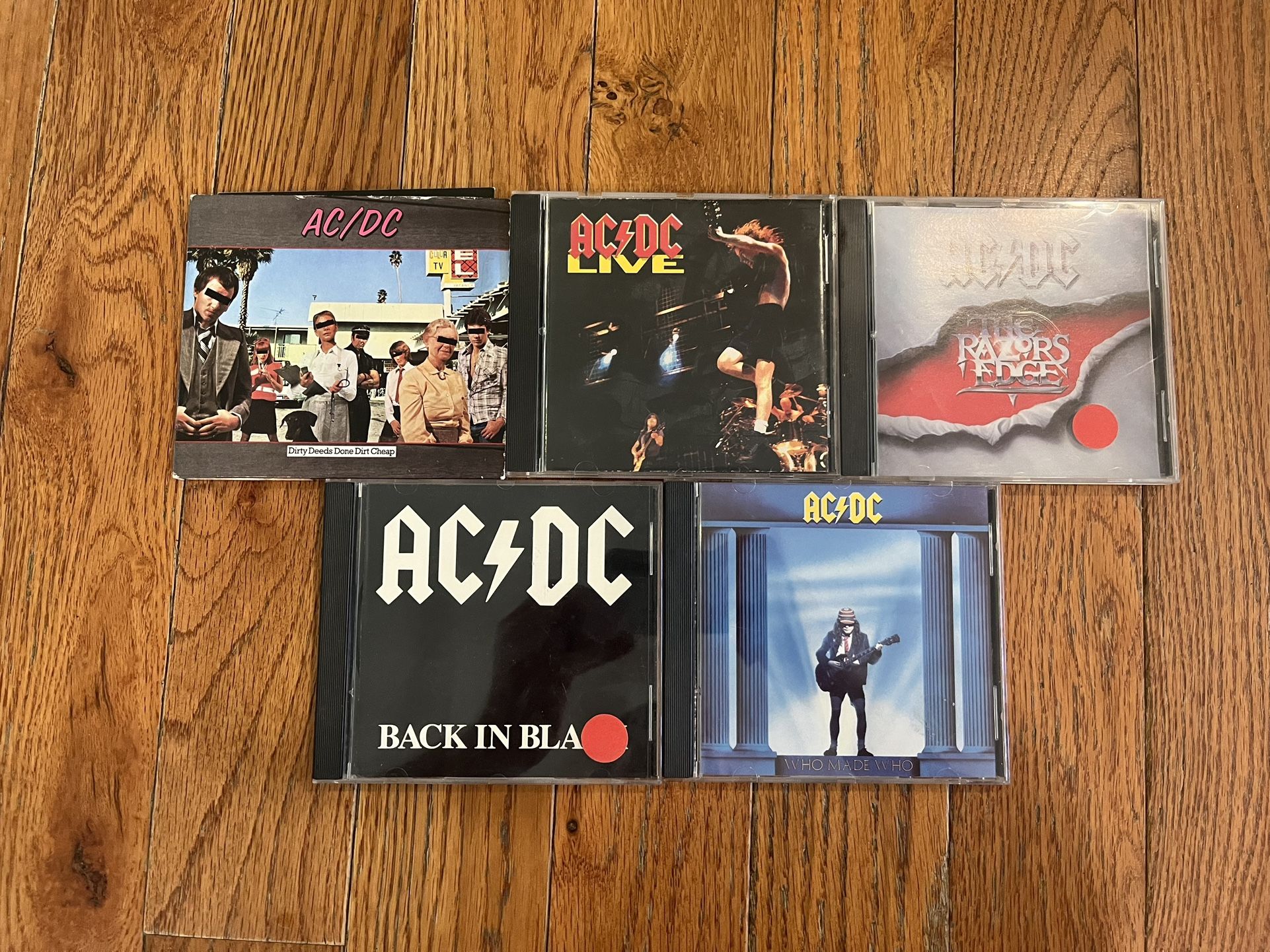 AC/DC CD Music 5 Lot Set Back In Black Razor's Edge Who Made Who Vintage