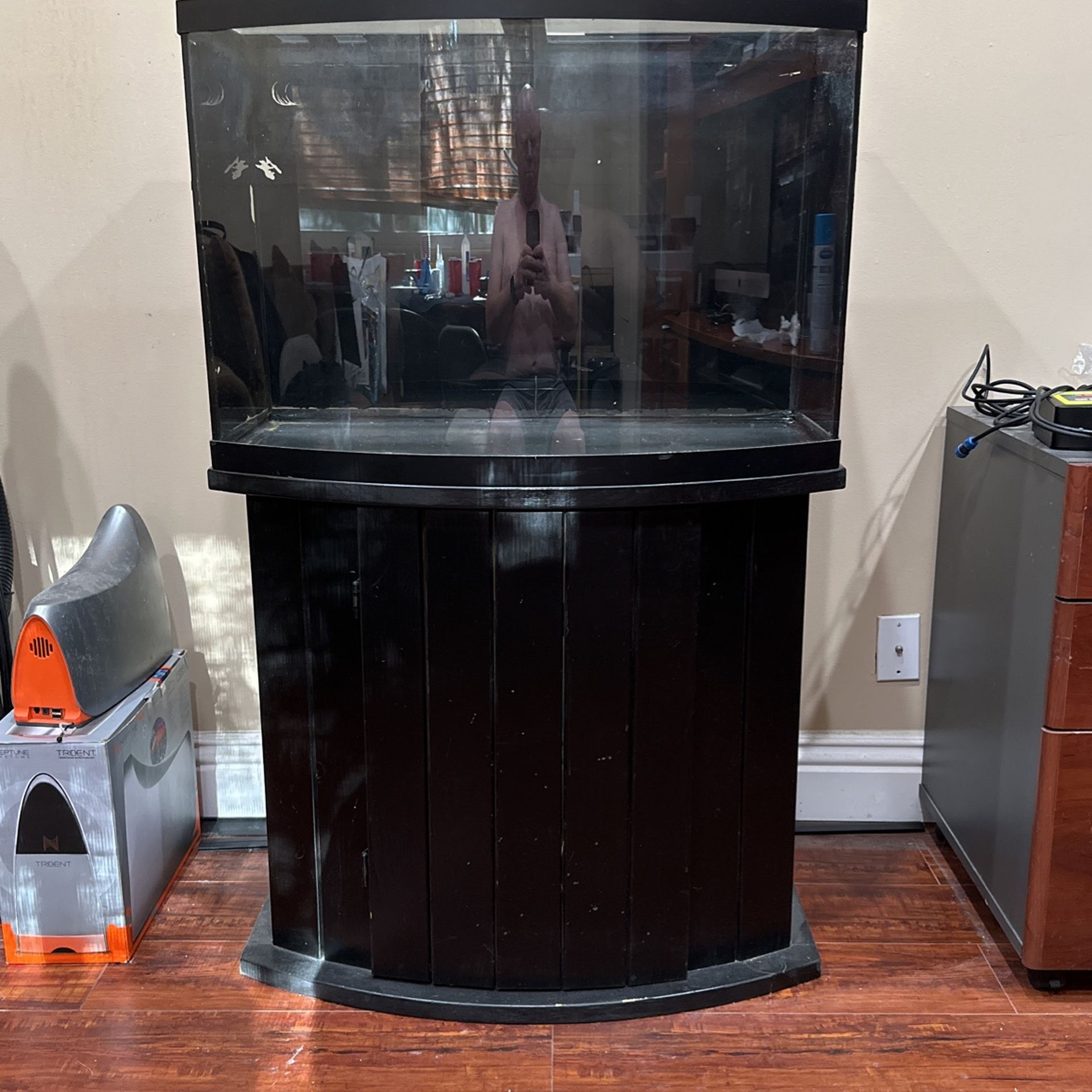 36 Gallon Bowfront Fish Tank, Aquarium Stand And Pump