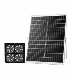 Solar Powered Fan, 25W Solar Panel with 4 Fans