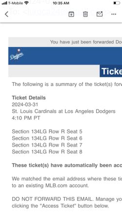 4 Dodger Game Tickets Easter