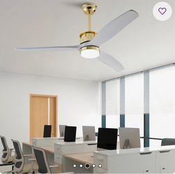52 Inch White And Gold Ceiling Fans With Lights And Remote,