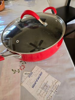 Red Nonstick Skillet Pan with Glass Lid