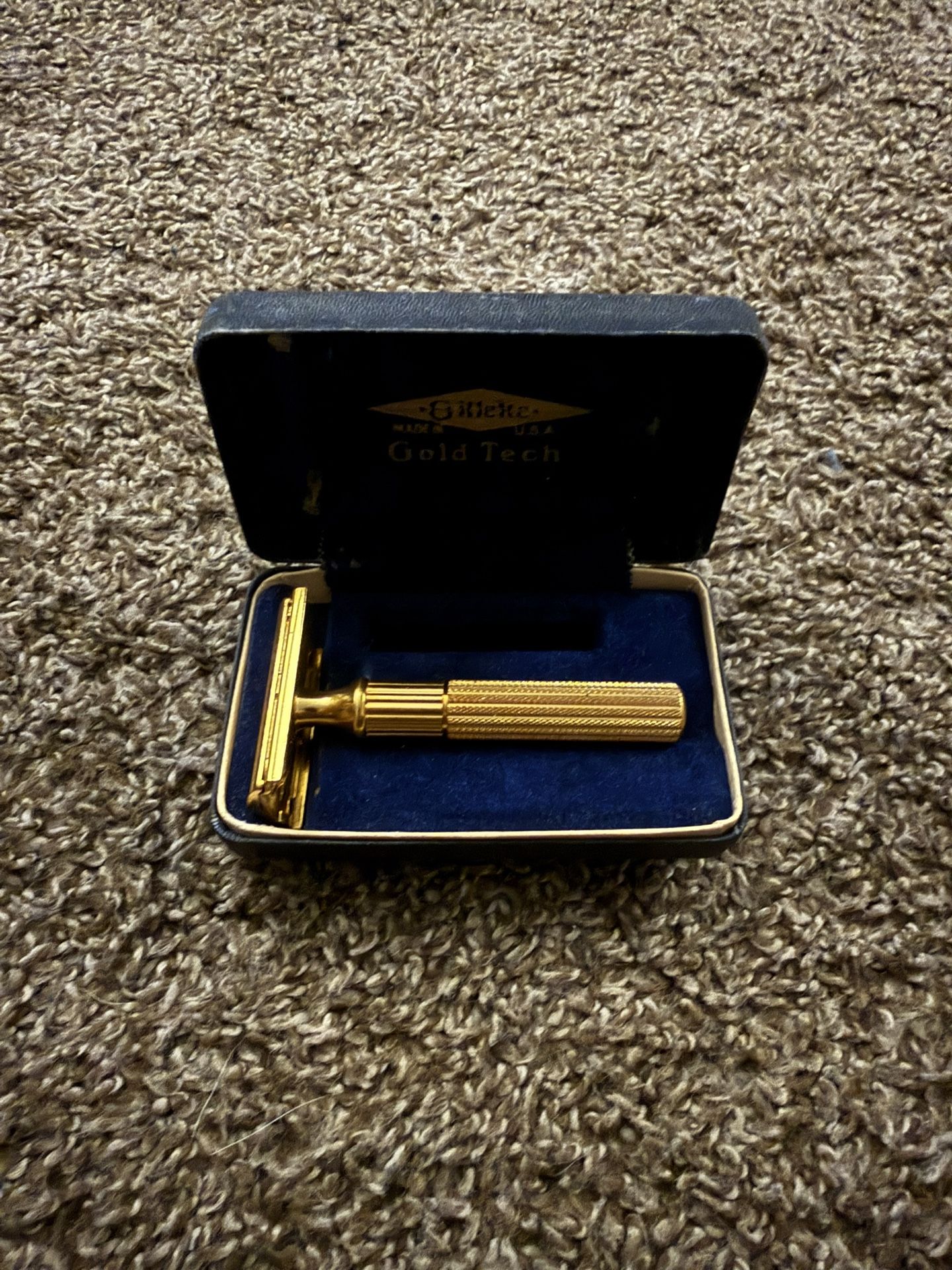 Vintage Gillette Gold Tech Razor With Case