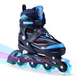 Inline Skates, Adjustable Outdoor Roller Blades with Light Up Wheels (size large)