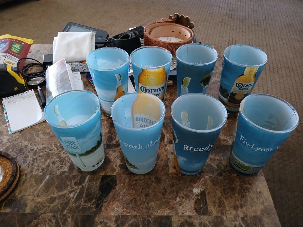 Corona Extra Pint Glasses 8 Total