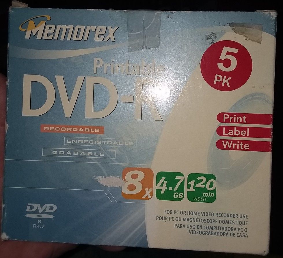 Memorex printable dvd-r 5pck