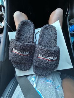 Balenciaga fur slides