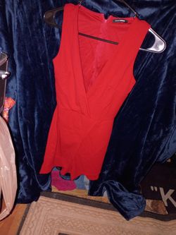 Very Low Neckline And Sexy Red Dress