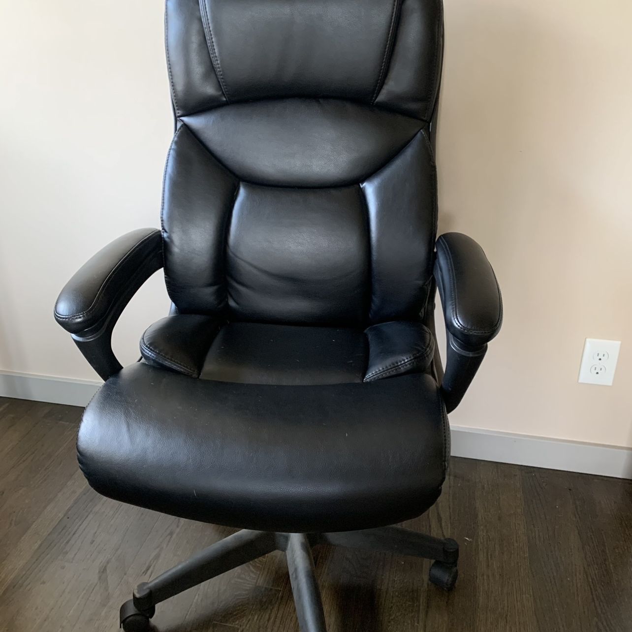 Bonded Leather High-Back Executive Chair, Black