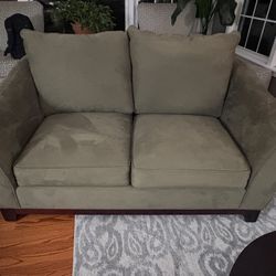 Olive Microfiber Loveseat Sofa 