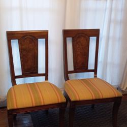 2 Striped Matching Solid Wood Chairs