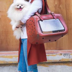 Pet Leather Dog & Cat Travel Bag