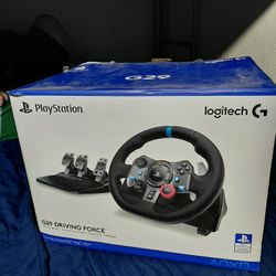 (Used Once) Logitech Steering Wheel Including Gas Pedals