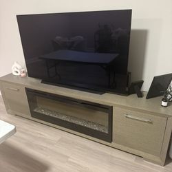 Wood TV Stand with Electric Fireplace