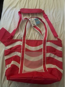 Large Insulated Beach Tote Bag with Shoulder Strap & Zipper – New with Tags