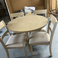 Oak Wood Small Dining Table With 4 Chairs 