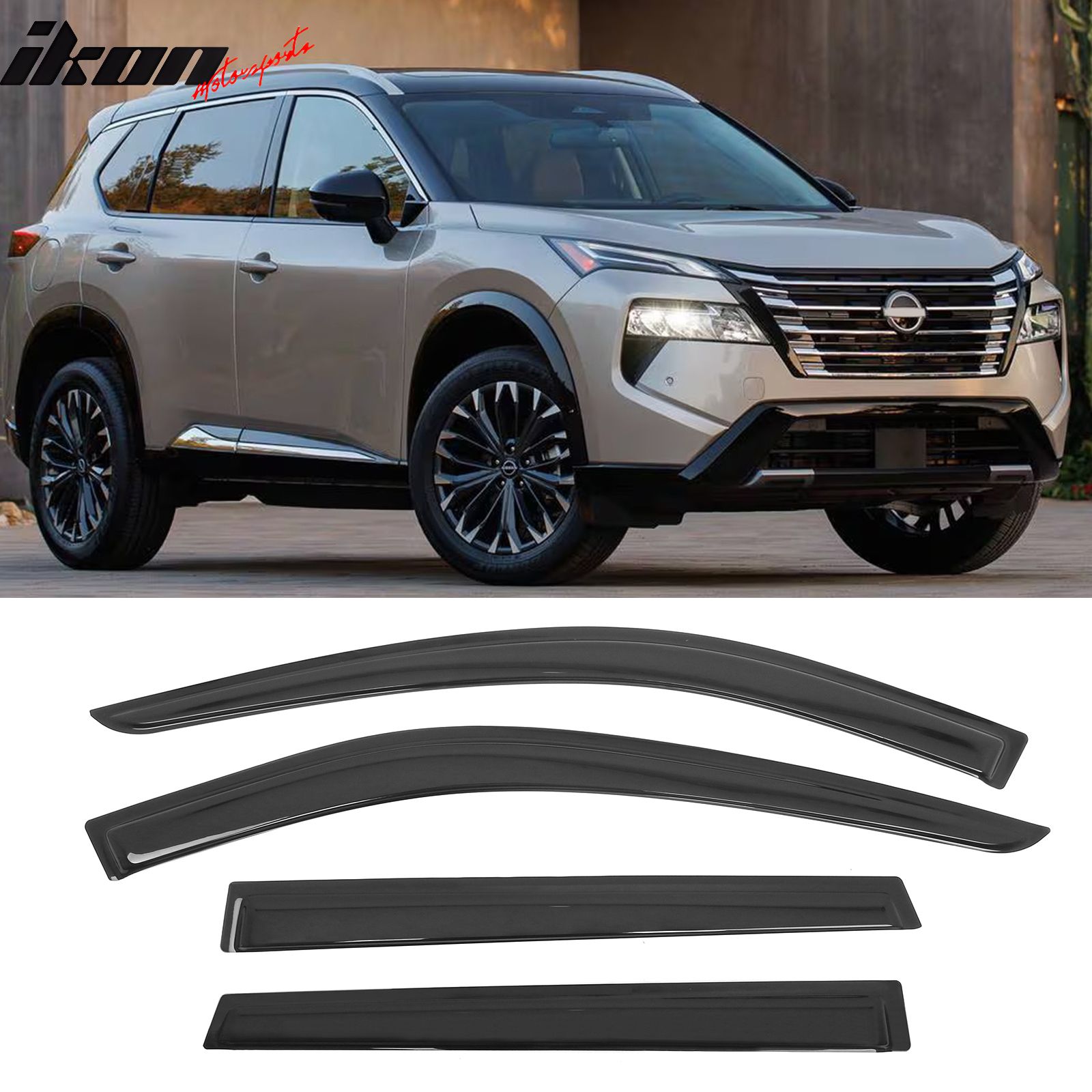 Fits 2021-2025 Nissan Rogue Window Visors Vent Rain Sun Guards Deflectors Tape-On
