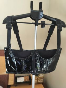 Black Vinyl Buckle Strap Top. Size L
