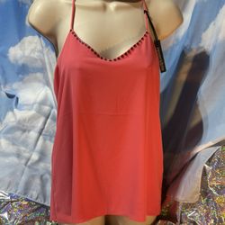 Express Coral Tank Top With Swarovski Crystals 