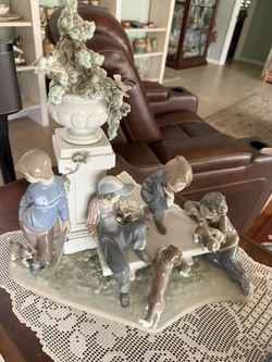 Little Boys Playing With Their Puppies By Lladro