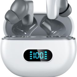 Wireless Earbuds Bluetooth 5.3 Headphones with Digital Display Charging Case-23, White23, CT05-23