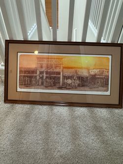 Roy Purcell Signed And Numbered “FREMONT STREET”  Framed 36”x 20” Etching