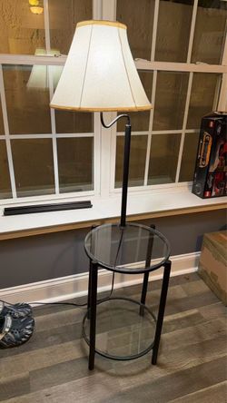 Floor Lamp with Glass Side Table
