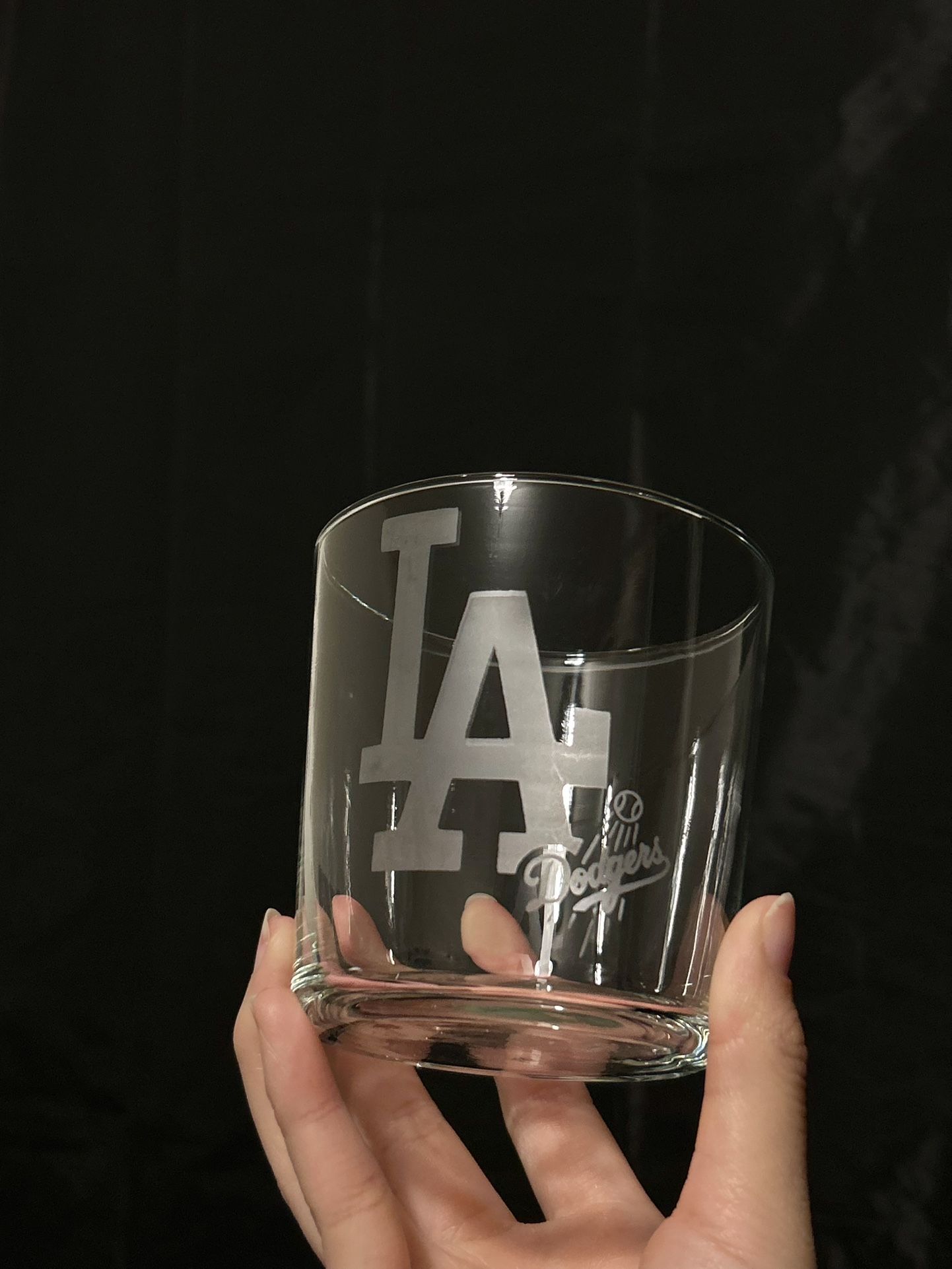 Custom Dodgers Etched Whiskey Glass