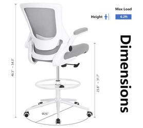 ✌️ Tall Office Chair, Drafting Chair for Standing Desk, High Office Chair with Adjustable Lumbar Support, Flip-up Arm and Footrest Ring, Tall Drafting