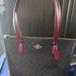 Coach 1941 RED and BROWN signature Tote