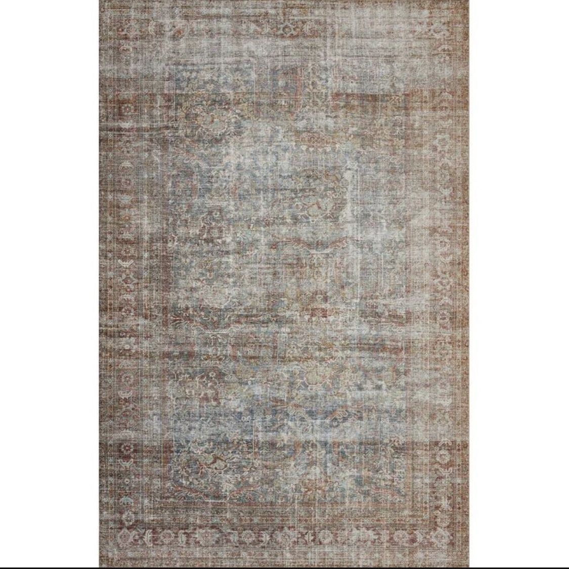 New Loloi x CLJ Jules Oriental Lagoon/Brick Area Rug 8’6”x11’6”