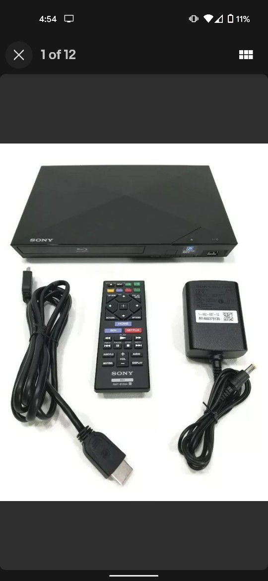 Sony BDP-S2200 Wireless LAN Blu-Ray Disc/DVD Player w/Remote/HDMI Cable/Adapter 
