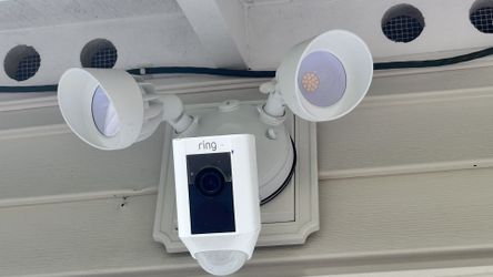Ring Floodlight Camera Motion-Activated HD Security Cam Two-Way Talk and Siren Alarm, White, Works with Alexa