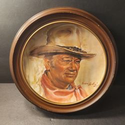 John Wayne Man of the Golden West 1979 Endre Szabo Collector Plate Framed 2698B