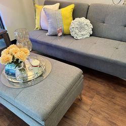 Gray Futon & Ottoman 