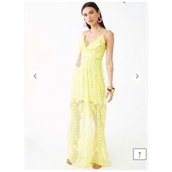 Forever21 yellow lace maxi dress small