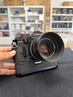Canon A-1 w/ 50mm F1.8 + Power Winder