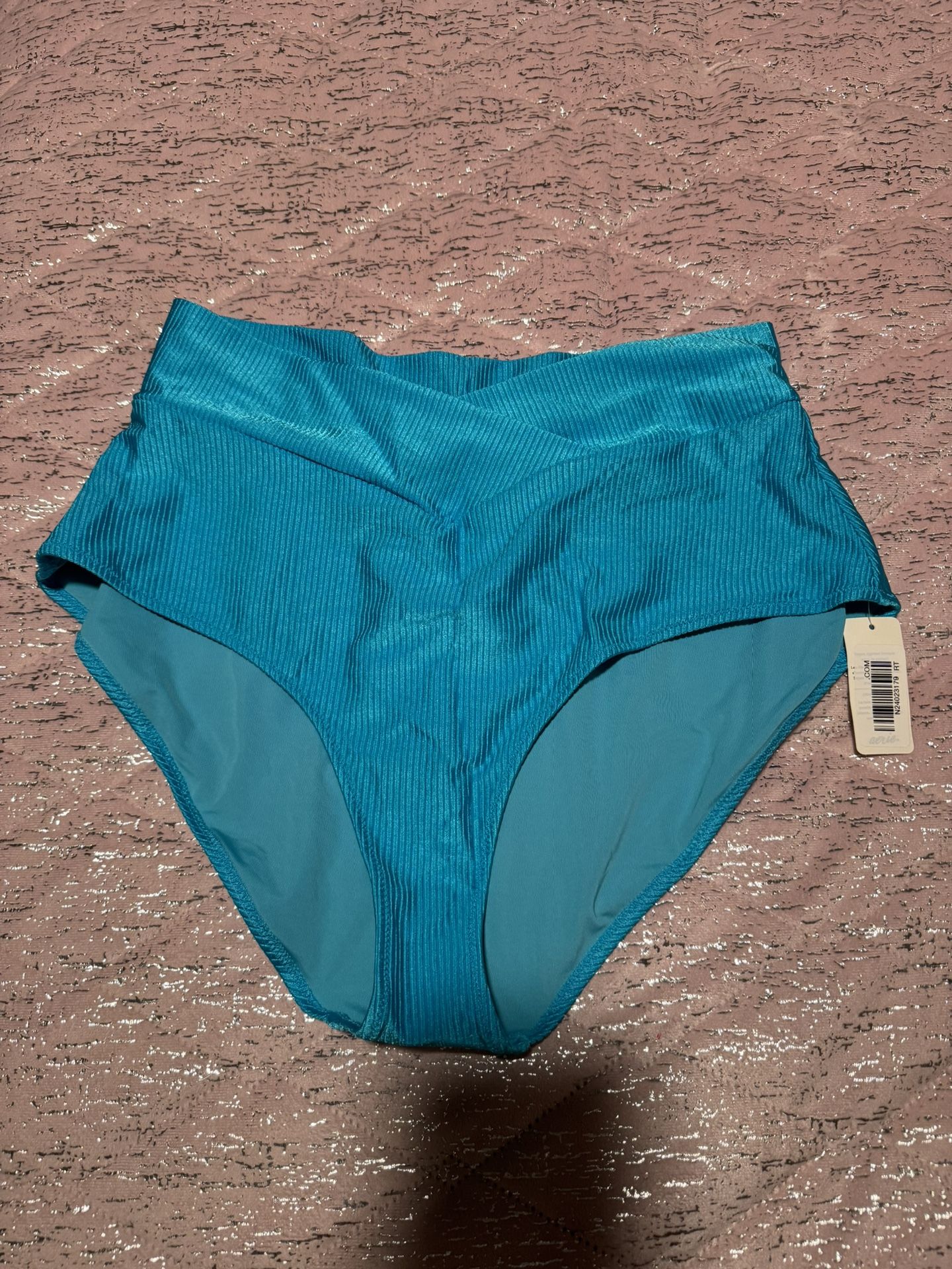 Nwt Womens Aerie Blue Xl High Waisted Full Coverage Bikini Swimsuit Bottom