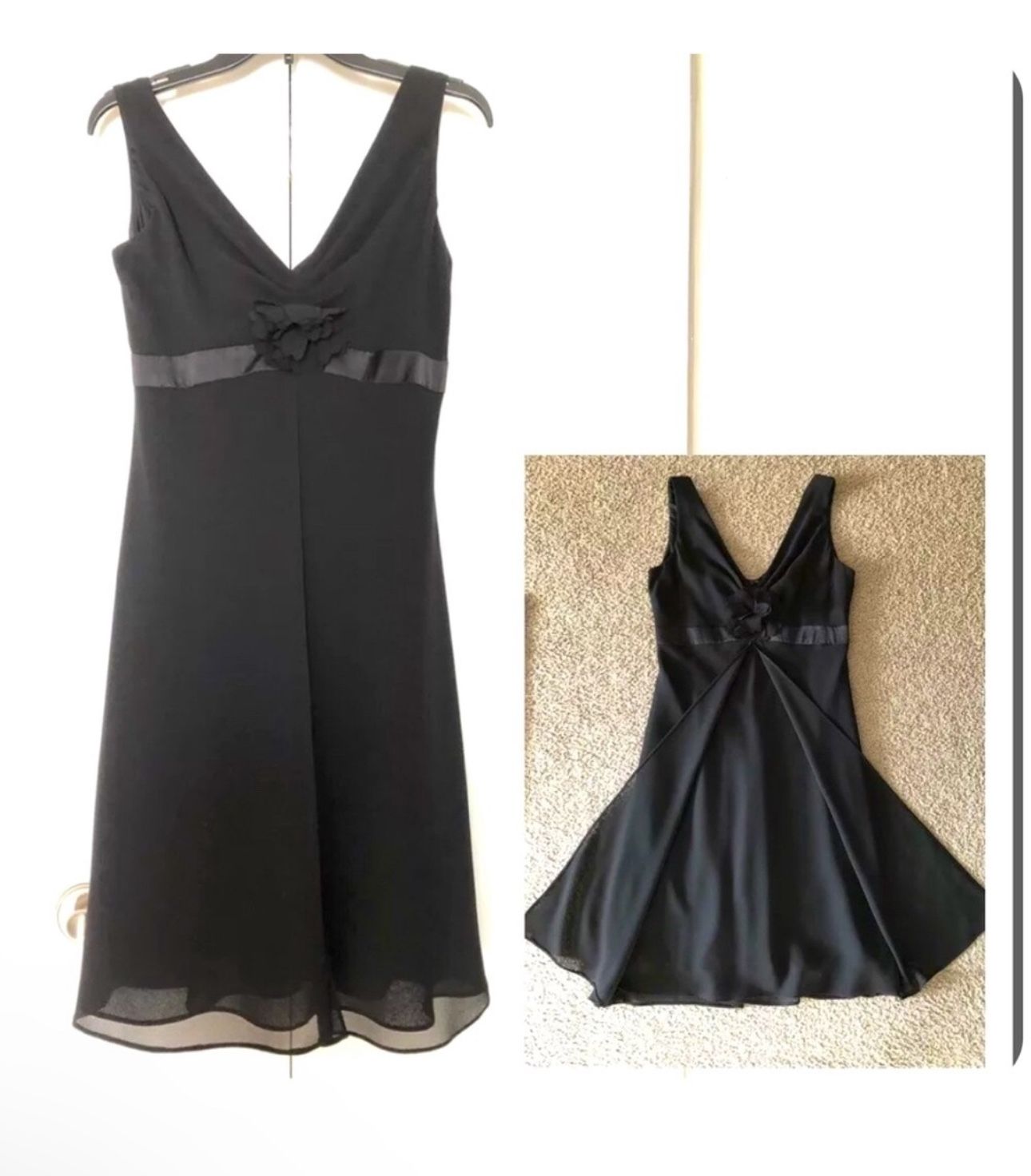 Jones New York Chiffon Prom Dress size 4 Flower Party Cocktails evening black