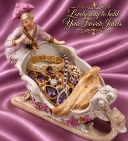Original Vintage Bisque Porcelain Victorian Lady Figure Vase Fine Art Antique Figurine Collectible Statue Dried Flower Planter Sleigh Sled HILLCREST