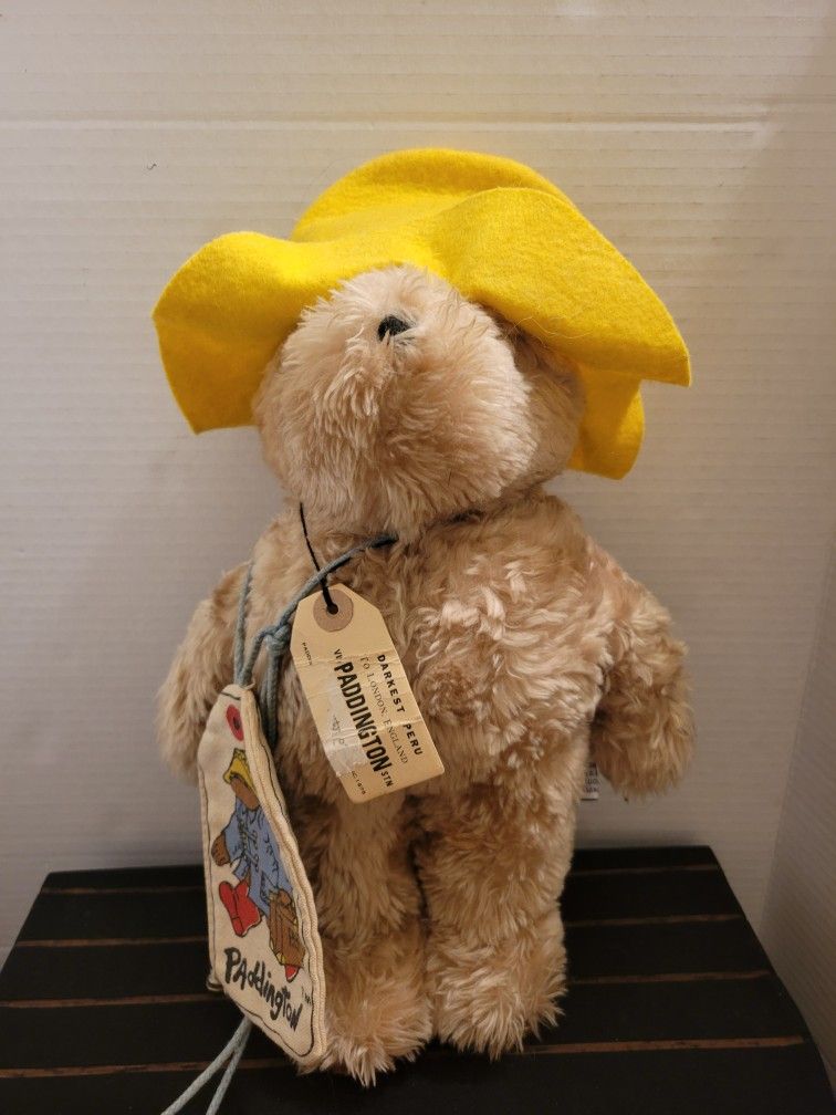 Vintage Paddington Bear 14" Plush 1981 Eden Toys New Yellow Hat Zipper Pouch